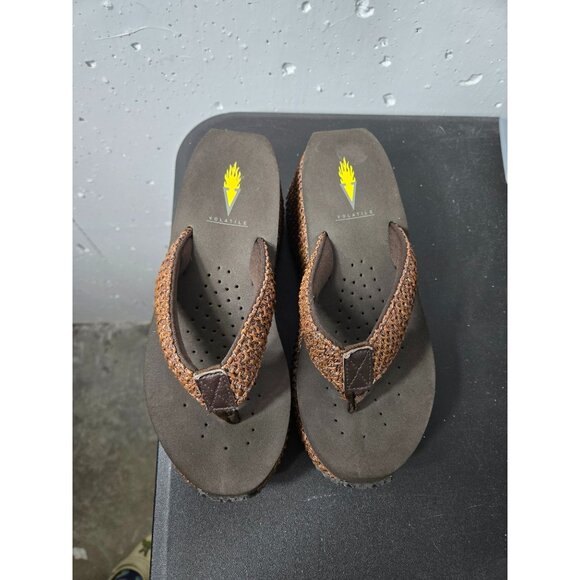 Volatile Brown Woven Wedge Sandals - Picture 2 of 11